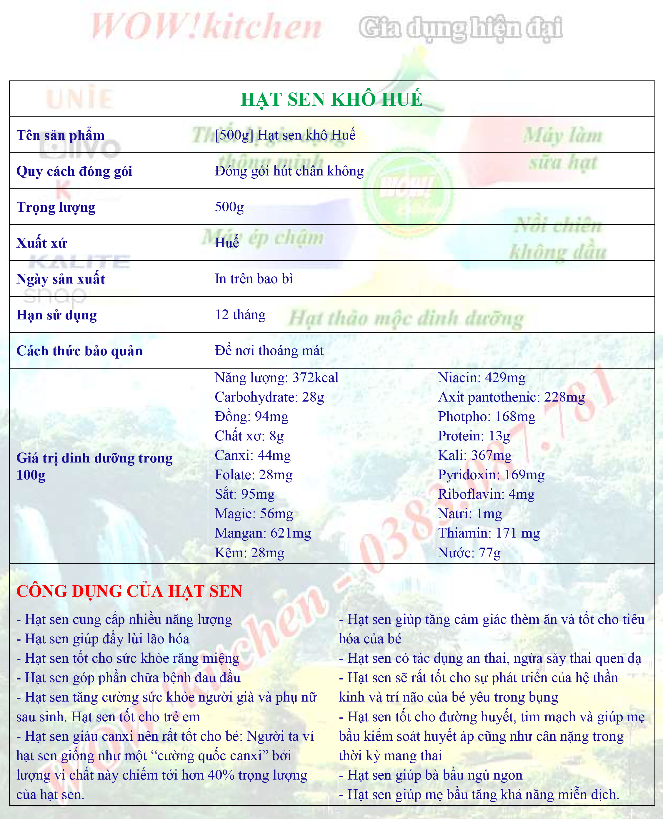 [500g] Hạt sen khô Huế