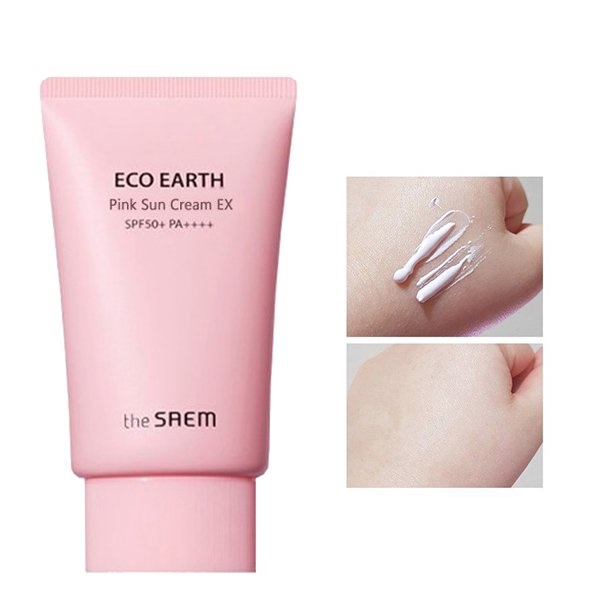 Kem Chống Nắng The Saem Hồng Eco Earth Power Pink Sun Cream Ex 50g - Dòng Ex Mới