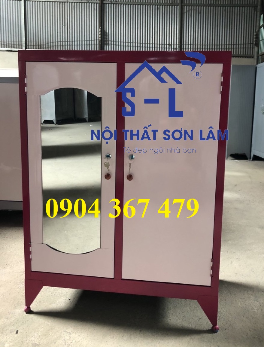 Tủ 2 cánh 1m2 sắt sơn 2 lớp đựng quần áo