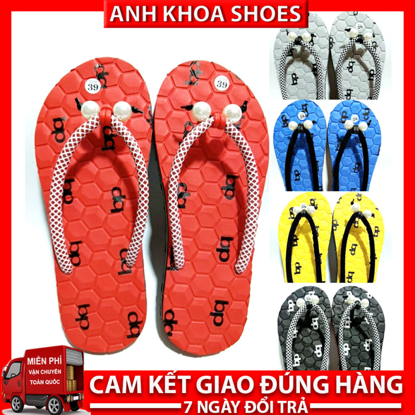 Dép Kẹp Nữ Đế Thấp Quai Kết Ngọc 5 Màu Xinh Cực giá rẻ