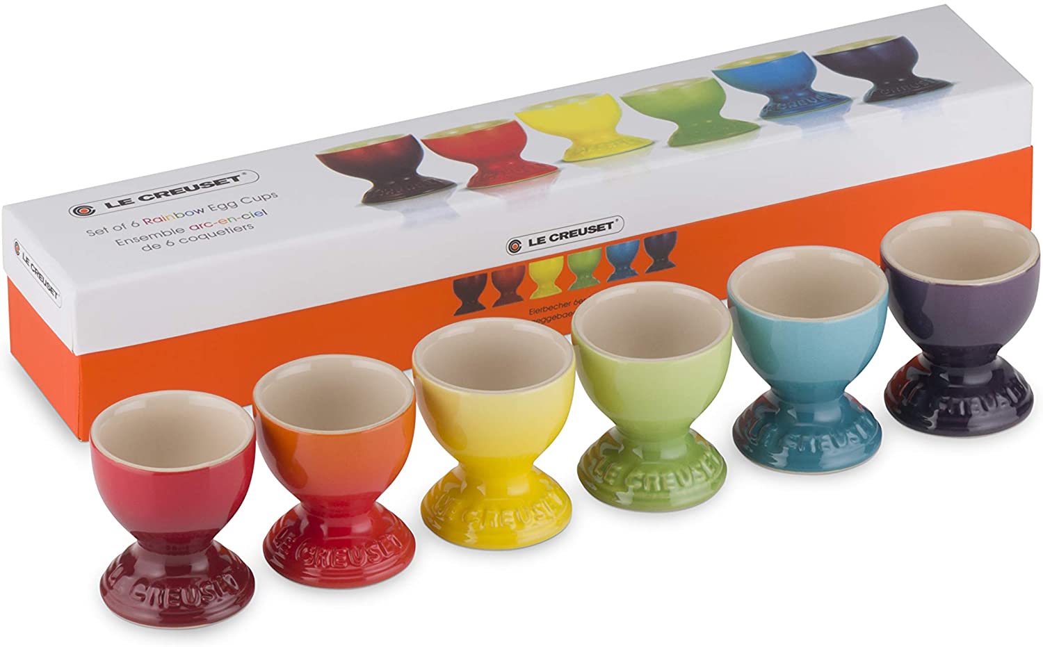 Bộ cốc sứ để trứng le creuset rainbow, 6 chiếc