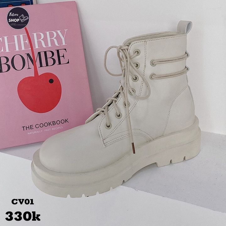[Hàng Sẵn] [Ảnh Thật] [Freeship] Giày Bốt Nữ Cổ Vừa 13cm Đế 4cm - CV01