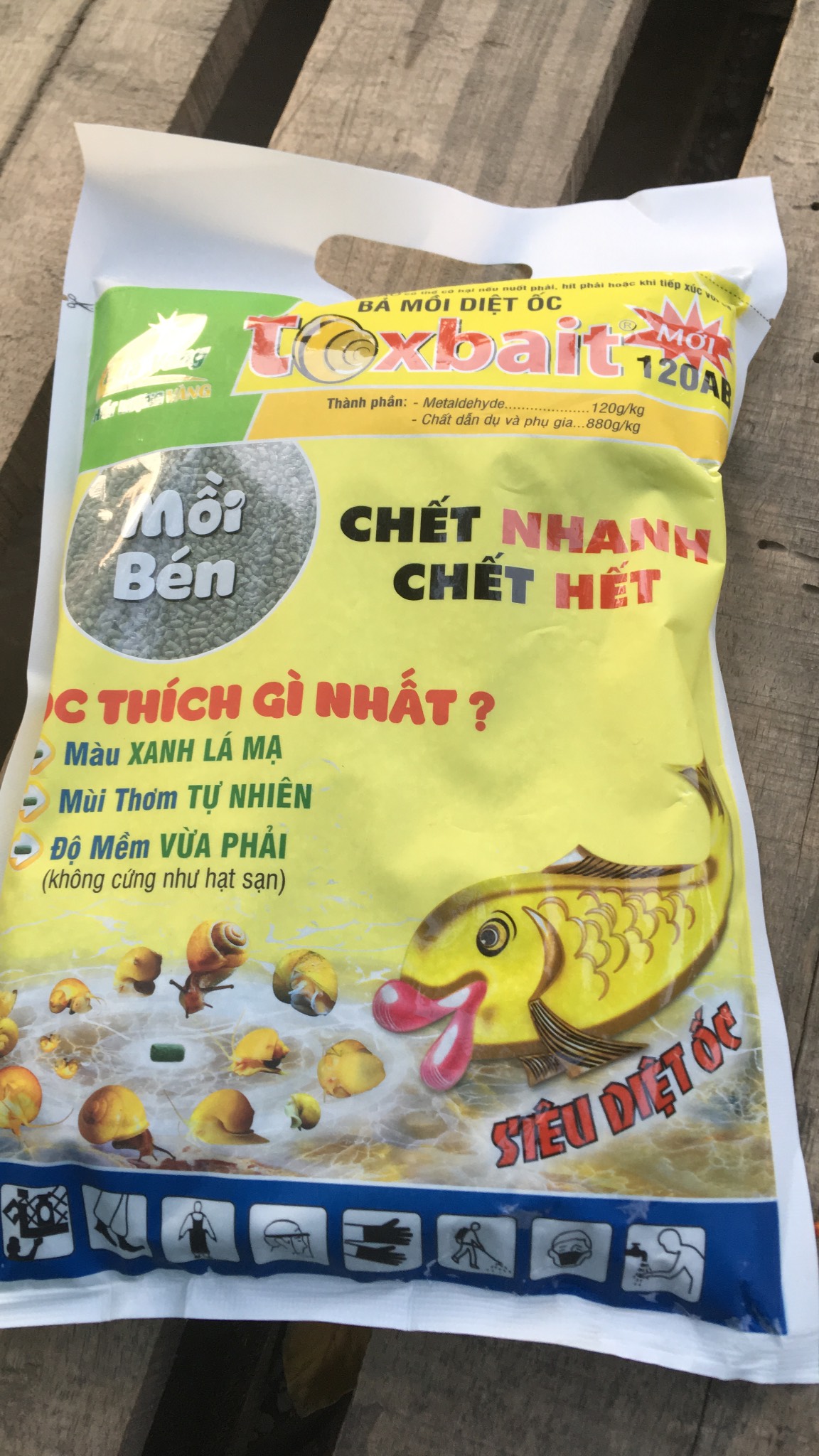 Bã mồi diệt ốc sên hoa lan - các loại ốc gây hại - mồi bén toxbait 120 ab 1kg