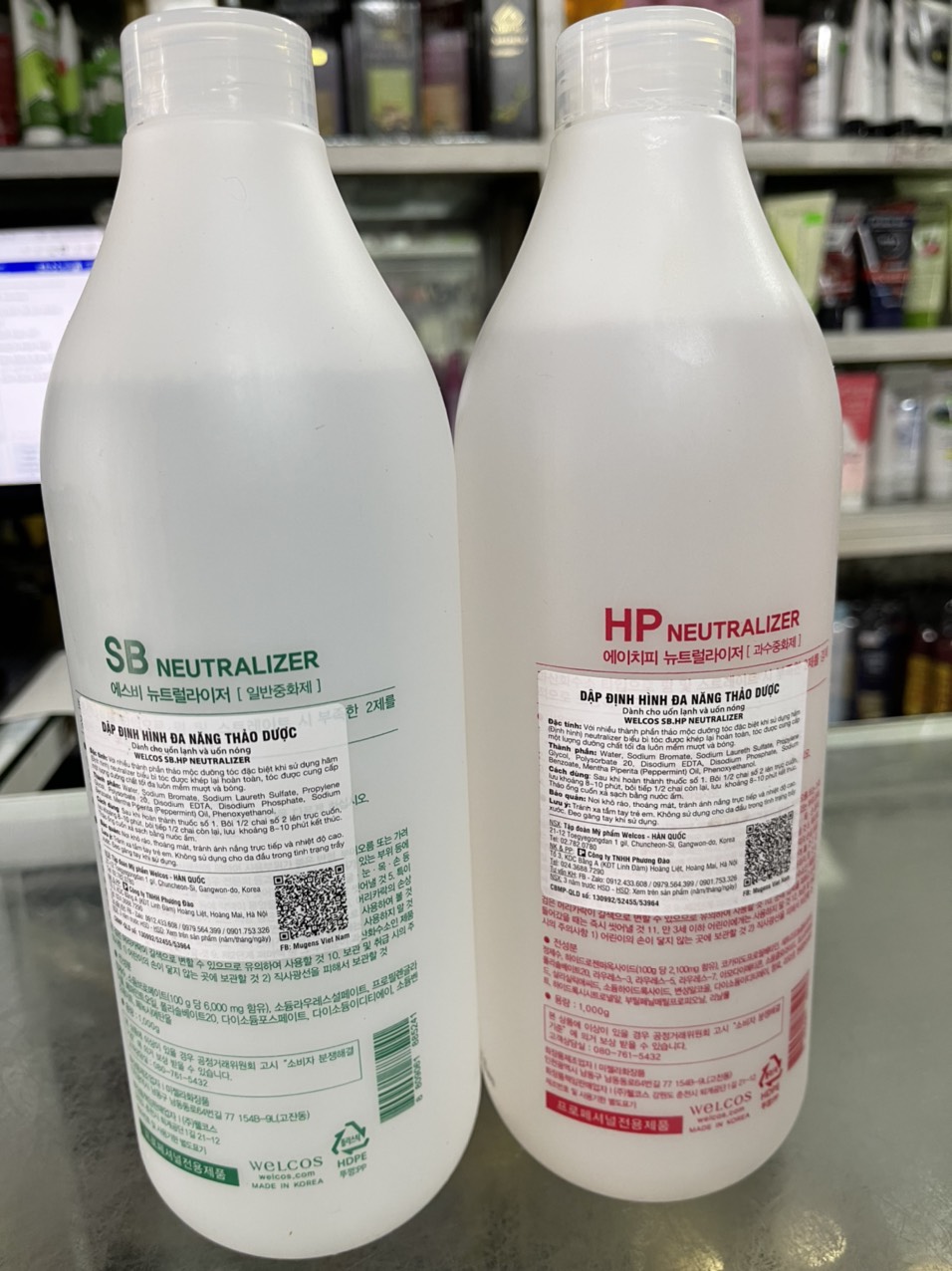 Thuốc Dập uốn tóc số 2 Welcos Neutralizer 1000g Đỏ - Xanh