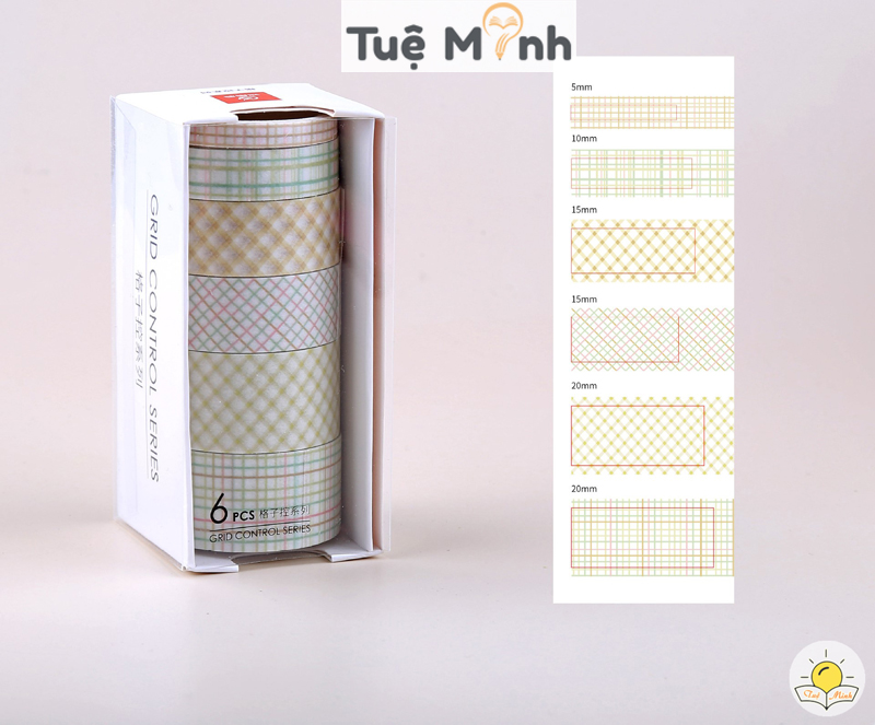 Bộ 6 Washi Tape Nhiều Cỡ, Tập Băng Dính Washi Dán Trang Trí Take Note, Điện Thoại Wa05- VPP Tuệ Minh
