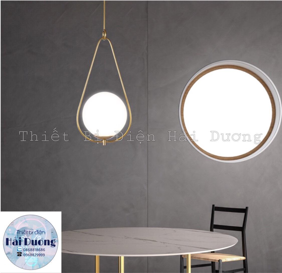 Đèn thả trần hình mặt trăng viền vàng TN155 - Chao thủy tinh cao cấp - Bao gồm bóng led - Energy Green Lighting - Bảo hành 12 tháng