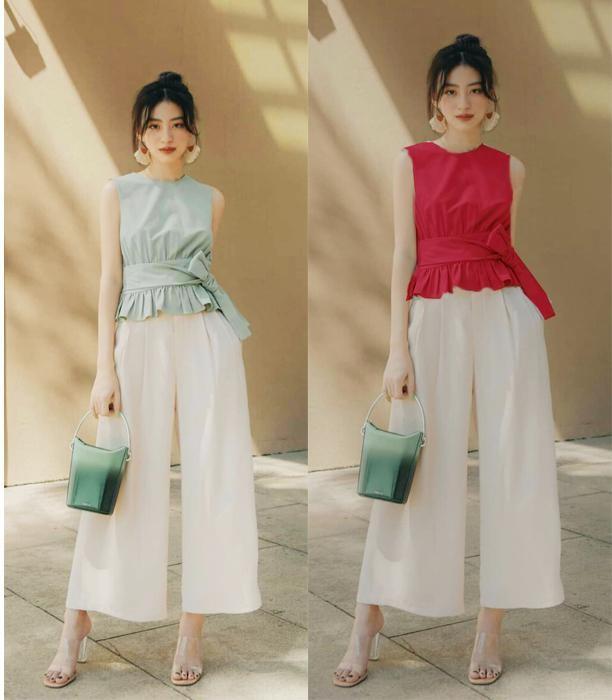[HCM]ÁO PEPLUM THẮT NƠ EO RUBY Phong Cách Hàn Quốc Cực Hot