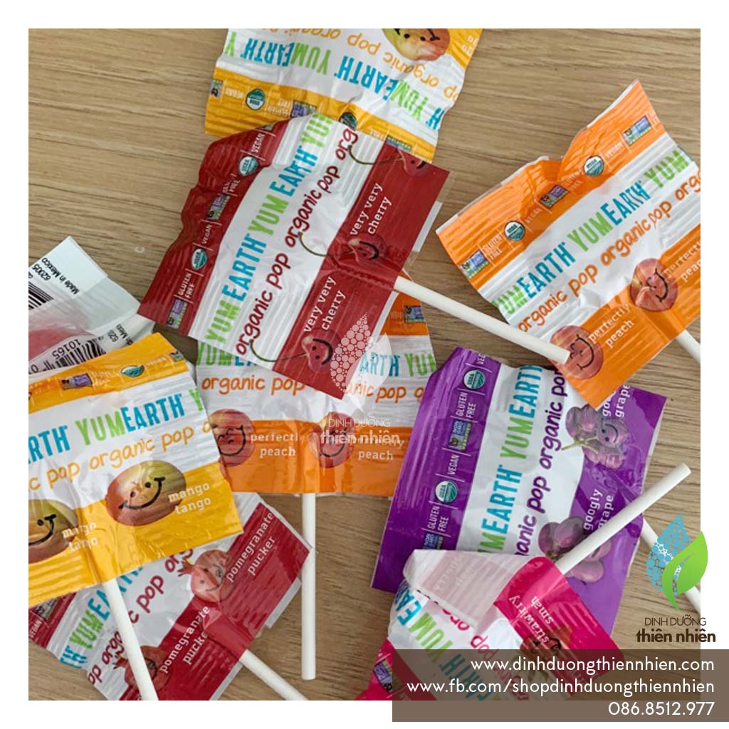 [HCM]Kẹo Mút Trái Cây Hữu Cơ Yum Earth Organic Lollipops Set Lẻ 10 Cây Đủ Vị