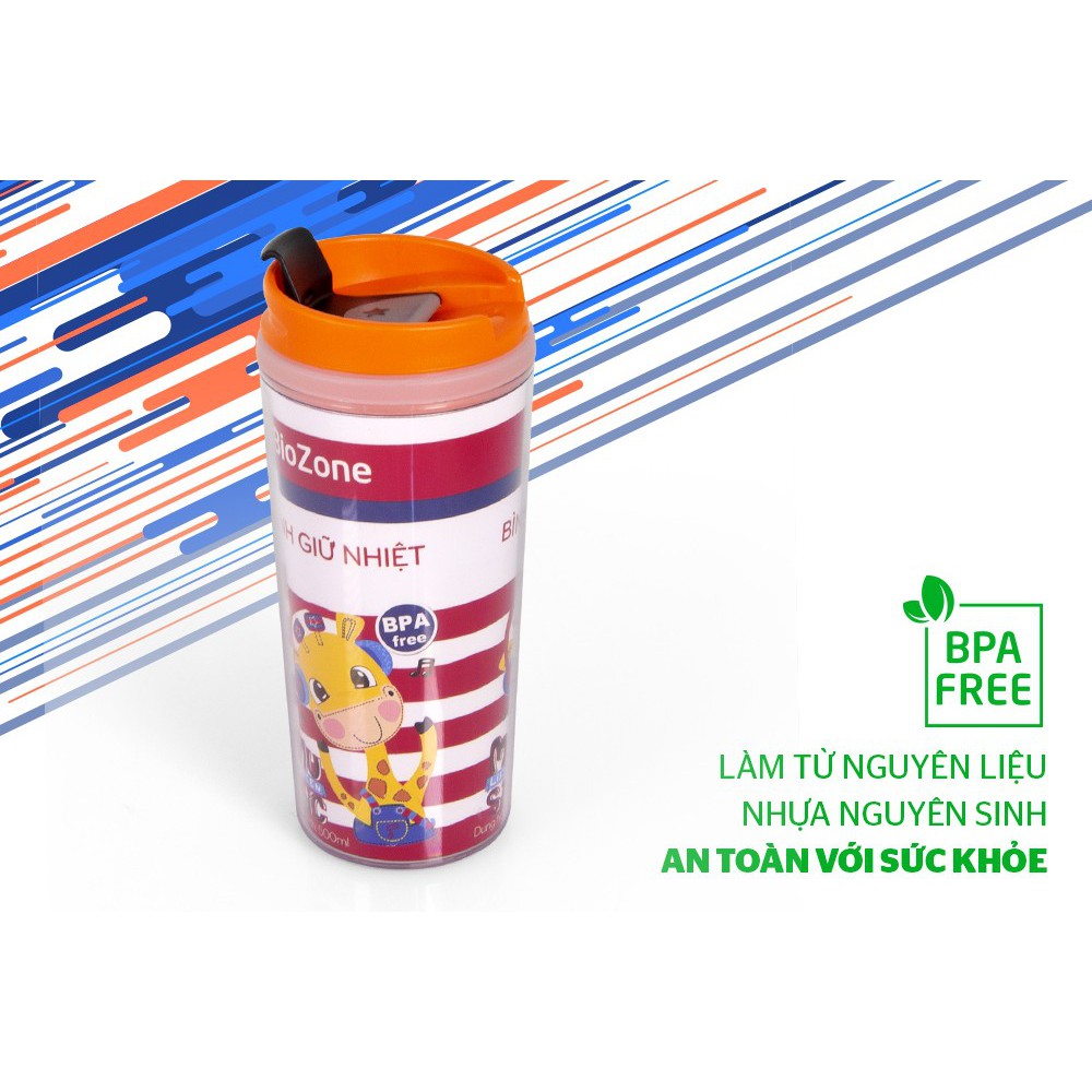 Bình Giữ Nhiệt Biozone 500Ml Nắp Màu Cam