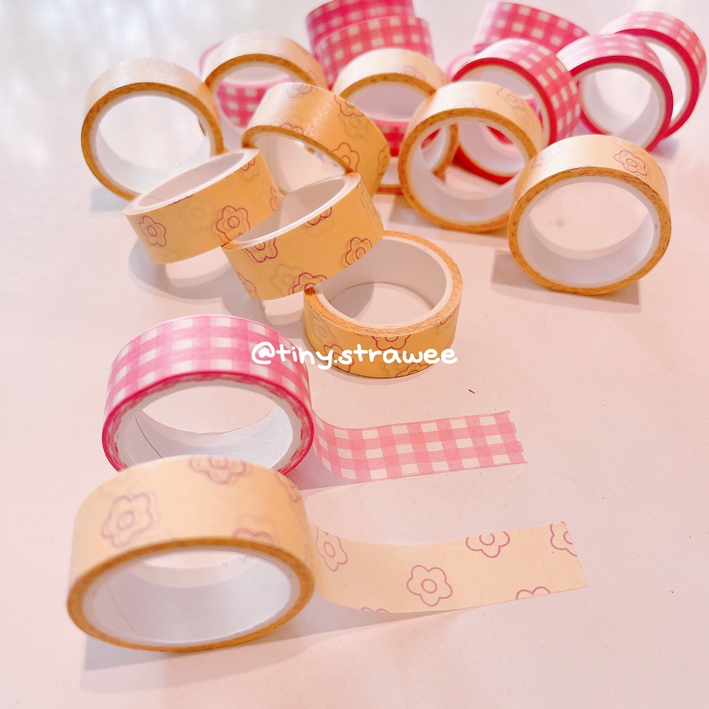 Cuộn washi tape caro/ hoa nhí
