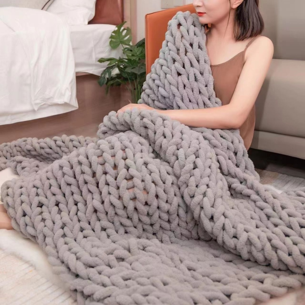 ┋﹍ Cuộn len Chenille 250gr siêu mềm mại Len Chunky Cuộn To