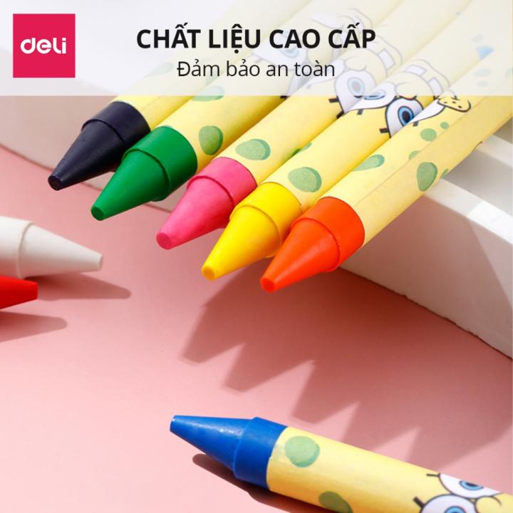 Bút Sáp Màu Nến Bọt Biển Cho Bé Deli - 16/24 Màu Tươi Đậm Ít Vụn An Toàn Với Trẻ Nhỏ Học Sinh Tô Màu Vẽ Tranh Mỹ Thuật - Hình ảnh 4