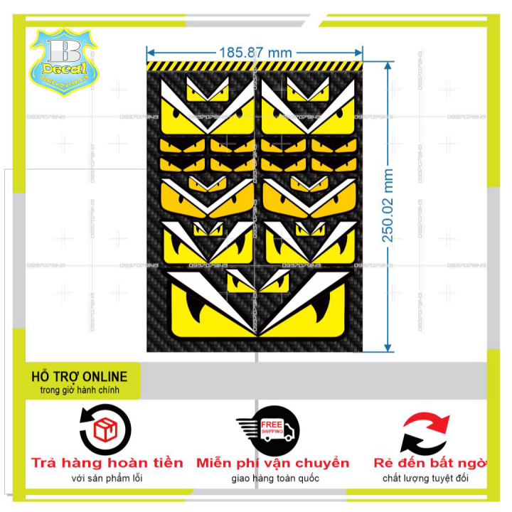 Logo sticker dán xe máy mắt fendi m29