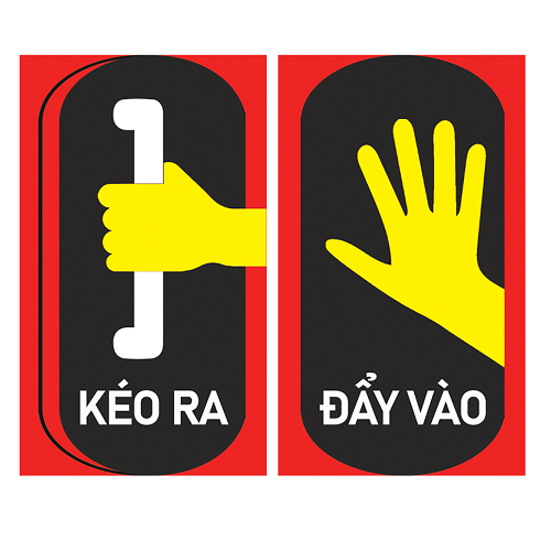 (1 bộ 2 tấm) Decal dán cửa kính chỉ dẫn mở cửa PULL - PUSH (KÉO - ĐẨY)
