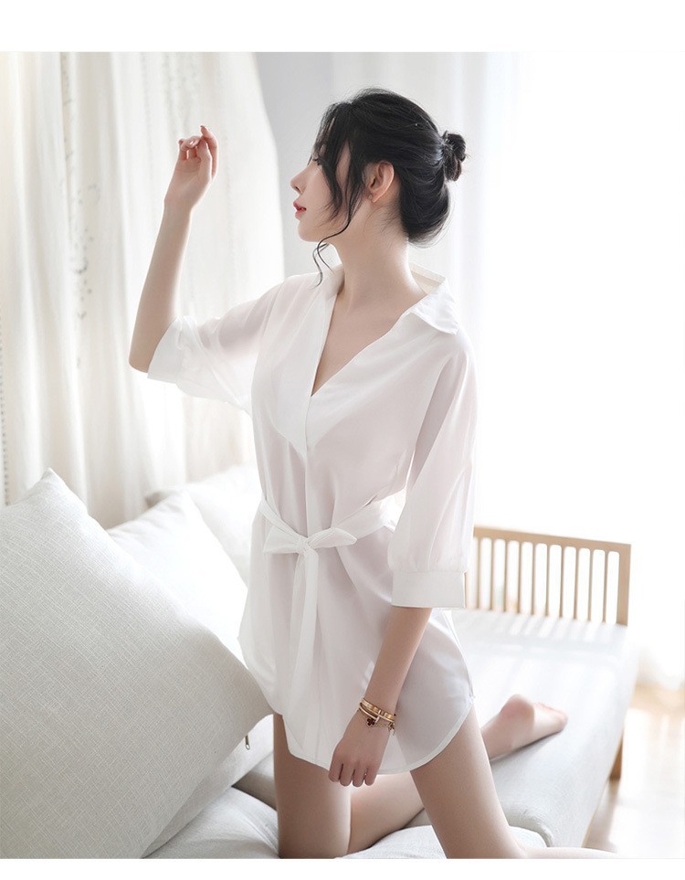 Đầm ngủ thun kiểu áo sơ mi tay lửng cdan73