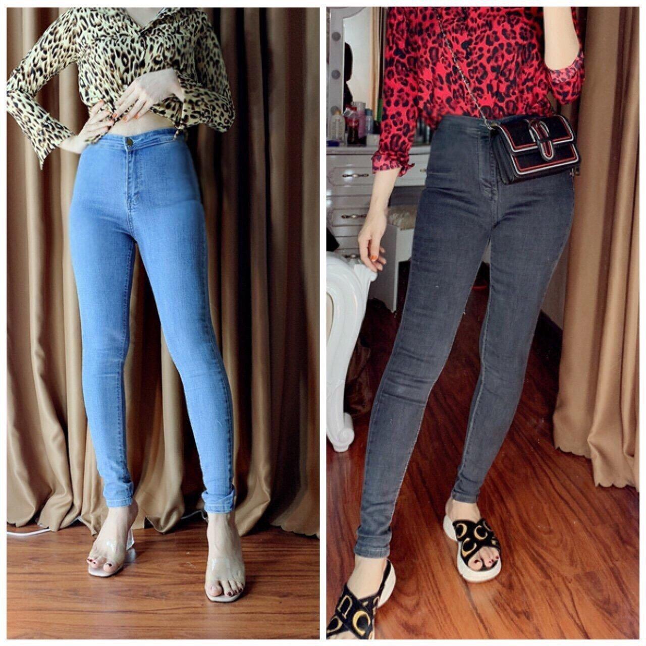 quần jean nữ xanh đậm đai trơn a1