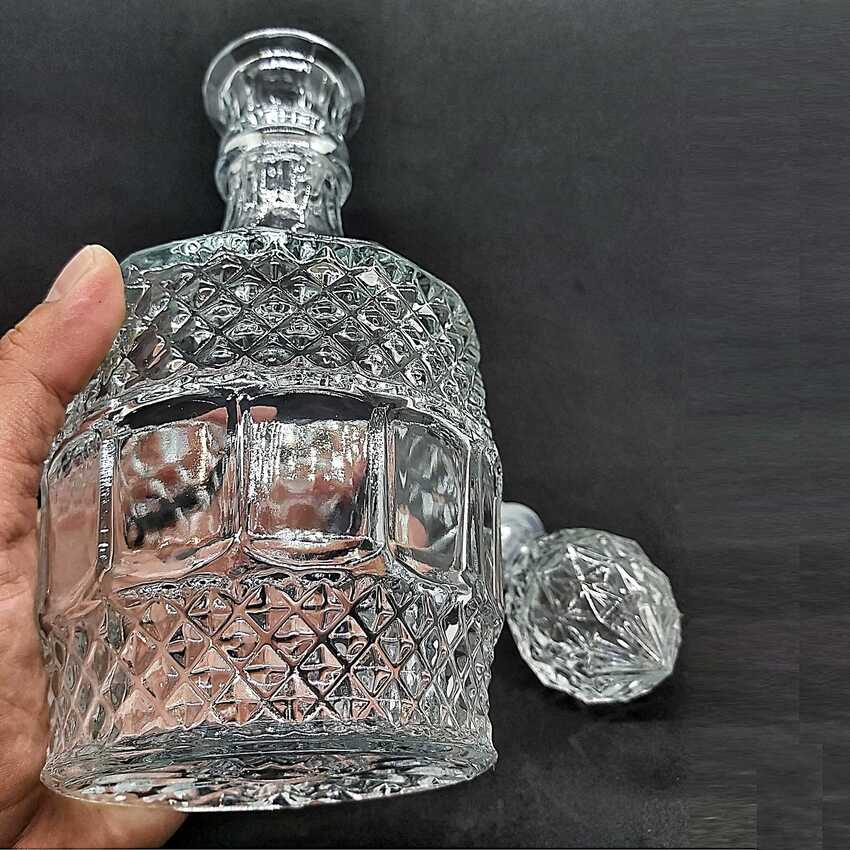 Chai Đựng Rượu Thủy Tinh 750ml cao cấp mẫu trụ tròn họa tiết nổi – Vỏ Chai Rượu Đẹp - Bình đựng Rượu Thủy Tinh - Chai Thủy Tinh Đựng Rượu (B2)
