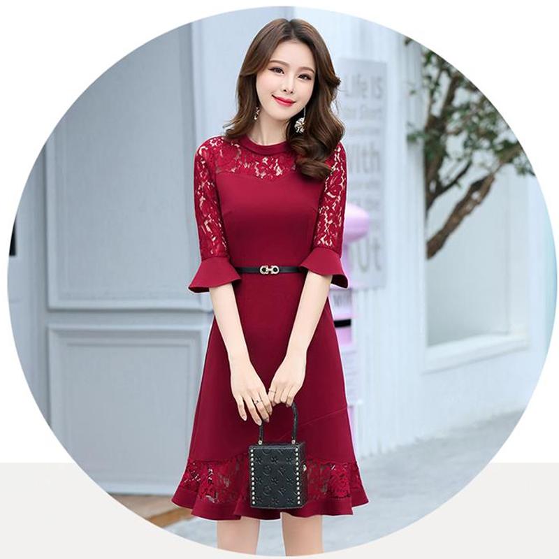 Đầm đỏ body dự tiệc phối ren đuôi cá cao cấp