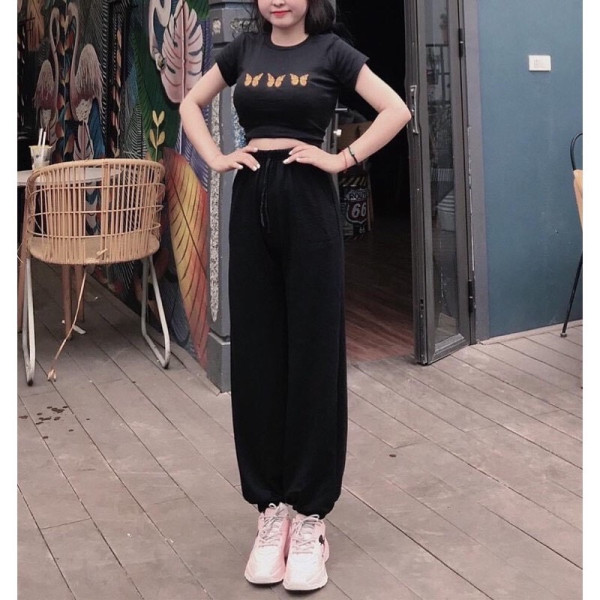 Sét croptop bướm vàng +quần bom PM60
