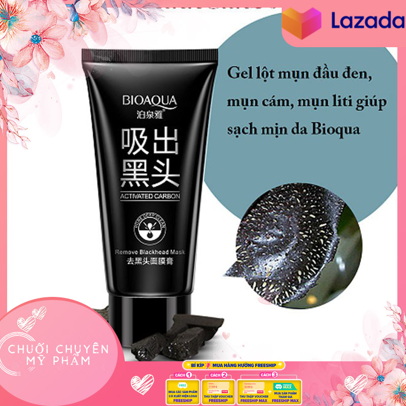 Gel lột Mụn Than Tre Bioaqua Charcoal - Hút sạch mụn cám, mụn đầu đen. Thải độc chì - Sáng da | Gel lột mụn se lỗ chân lông than tre Bioaqua | Gel Lột Mụn Đầu Đen , Cám . Làm Sáng Da Sạch Da