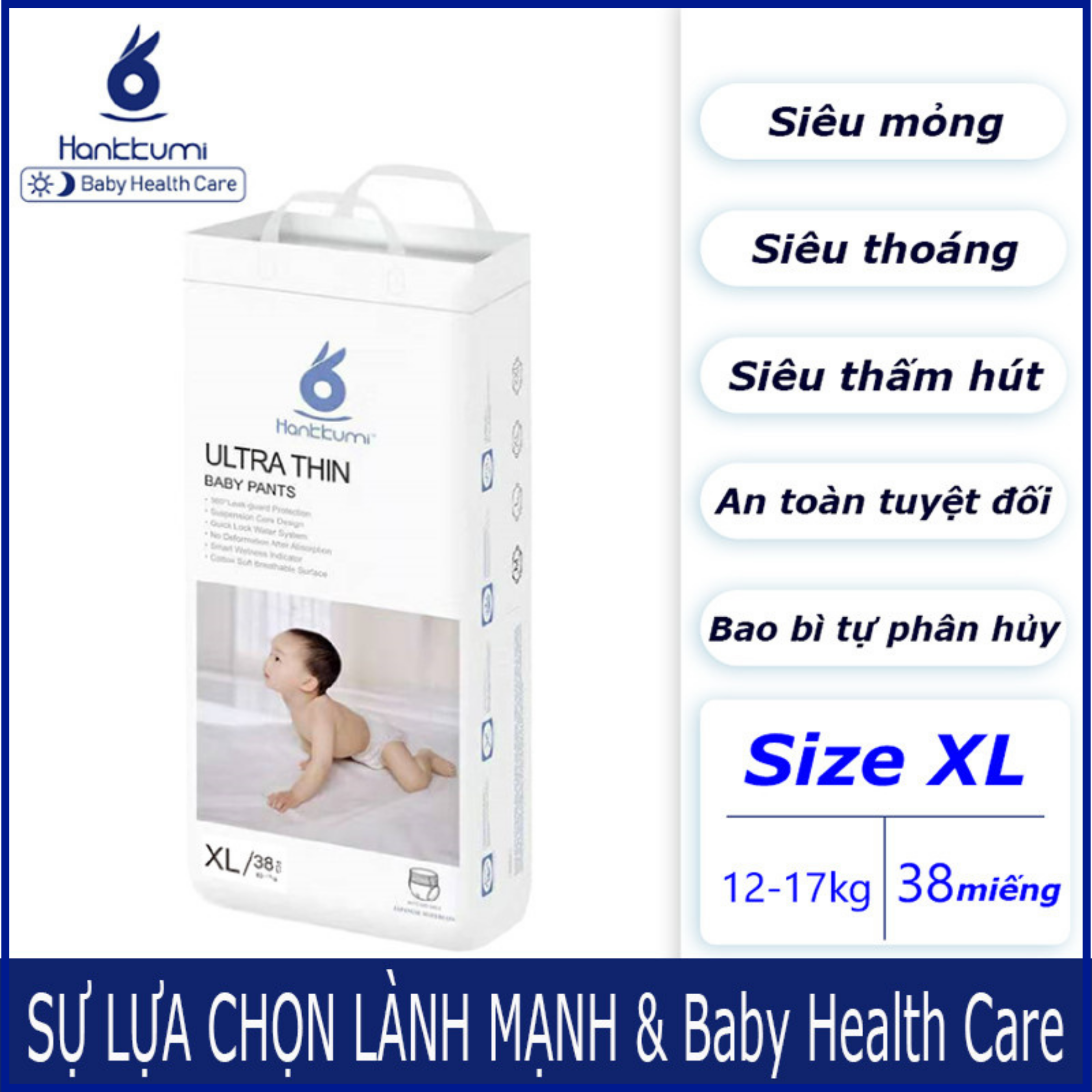 [Voucher 50%+FREESHIP] Tã Bỉm Quần Dán Cao Cấp Hankkumi Tã Dán Sơ Sinh Cho Bé Trẻ Em Đủ Size S/M/L/XL/XXL Newborn Nội Địa