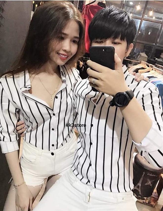 ÁO SƠ MI NAM NỮ SỌC TRẮNG ĐEN (hình thật)