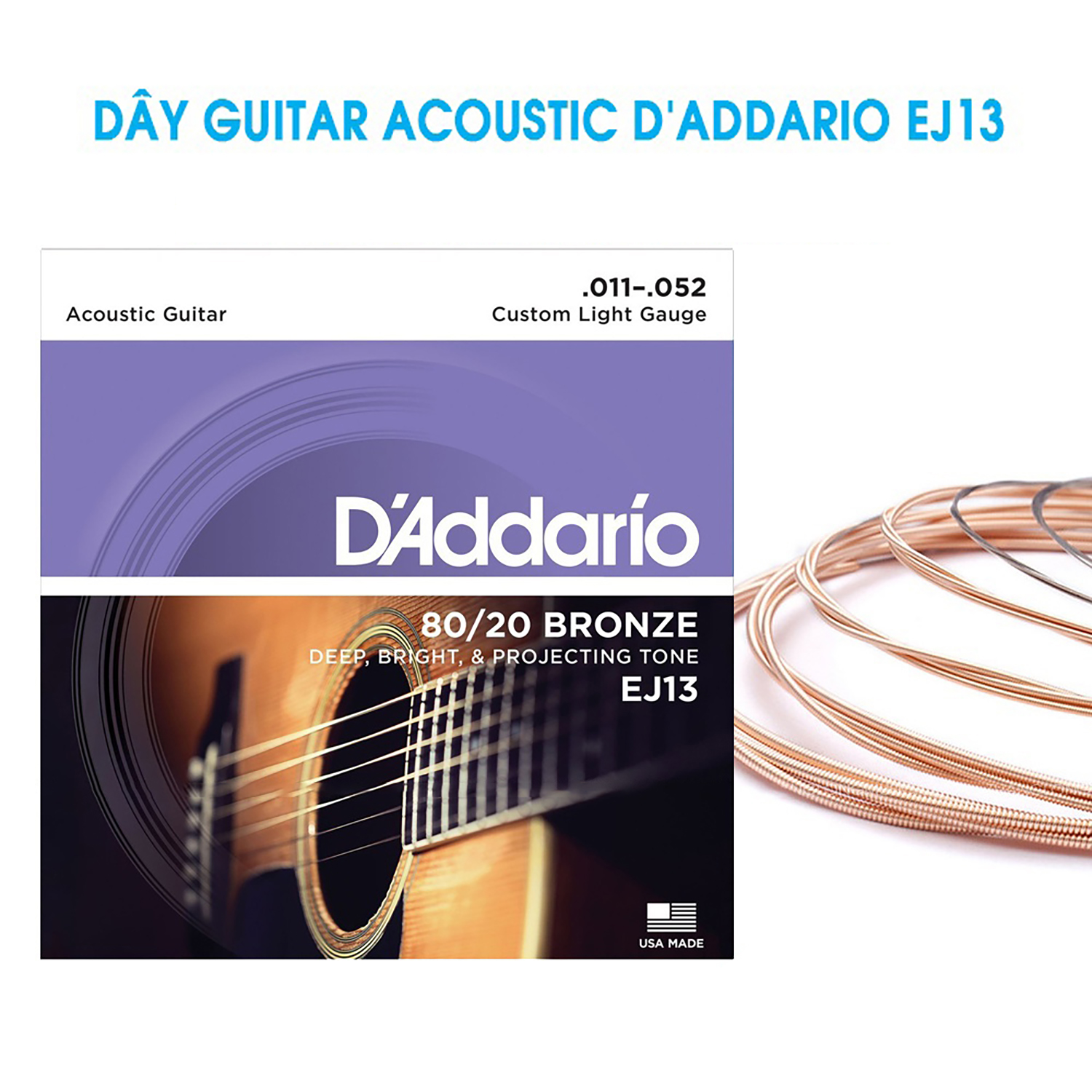 Dây đàn Guitar Acoustic D'Addario EJ13 - Size 11 - MADE IN USA