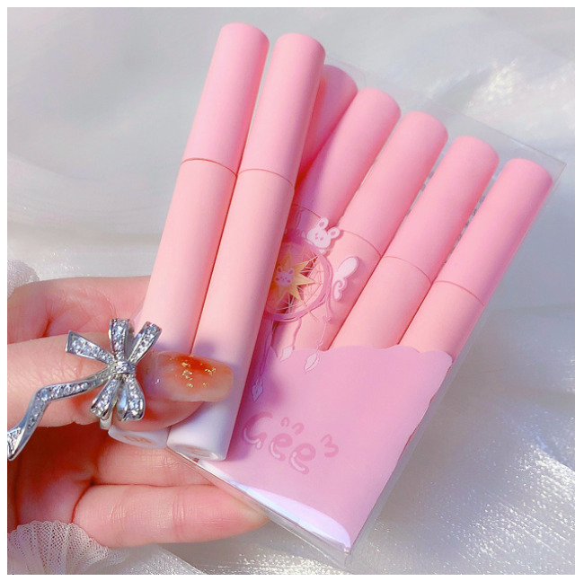 Set 5 Cây Son VONGEE Thỏ Hồng Mịn Mượt Như Nhung Và Không Khô Môi | Set 5 cây son môi kem lì Vongee vỏ hồng mẫu mới cực hot, chất son lâu trôi, mềm môi. Son nội địa trung giá rẻ học sinh |