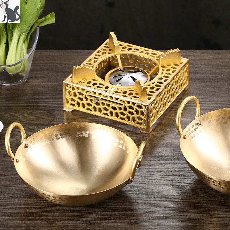 Bếp Cồn Gang Cao Cấp - Mạ Vàng [ Kích Thước : 7cm x 19cm ]