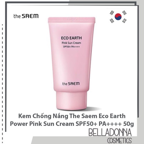 [HCM]Kem Chống Nắng Giảm Dầu Da Sáng Hồng Tự Nhiên The Saem Eco Earth Power Pink Sun Cream SPF50+ PA++++ 50g