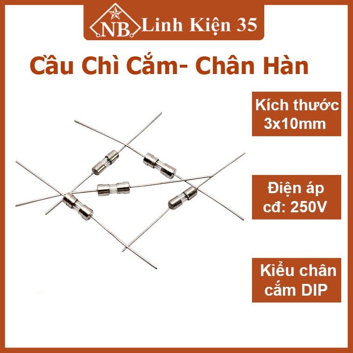 Gói 10 chiếc cầu chì cắm - chân hàn 3x10mm 250v