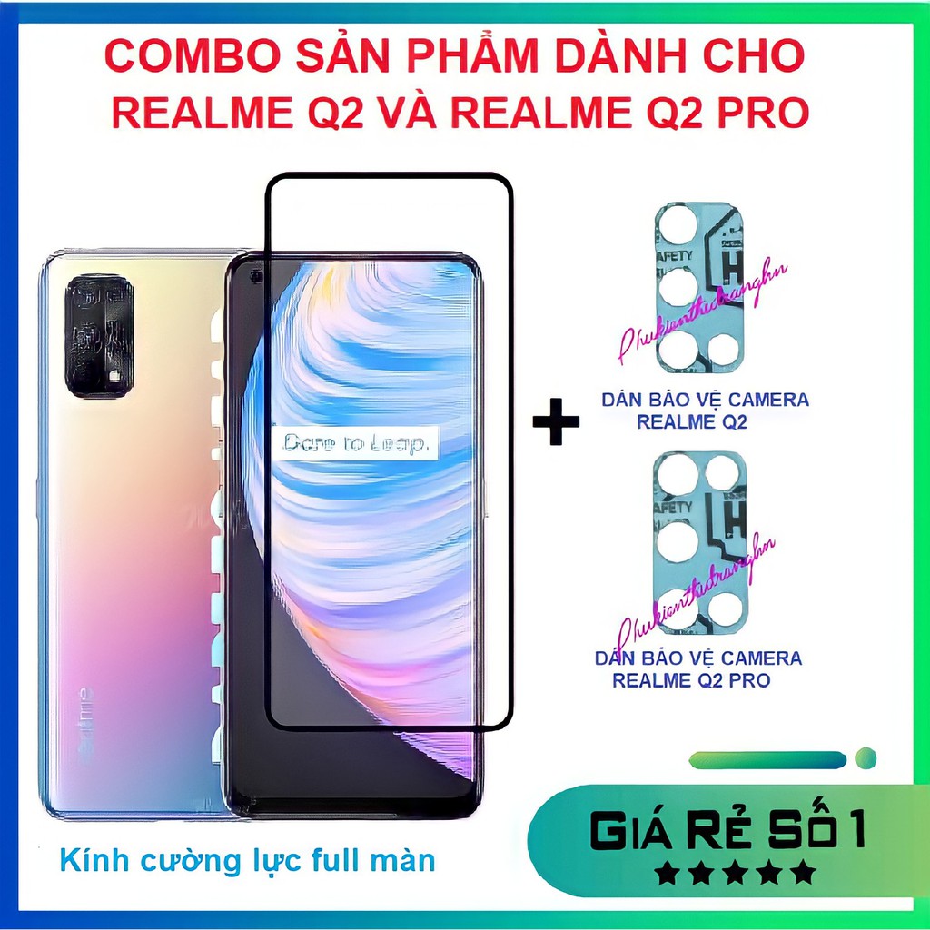 Realme Q2 / Q2 Pro - COMBO Kính cường lực full màn hình + dán bảo vệ camera chống trầy xước bụi bẩn