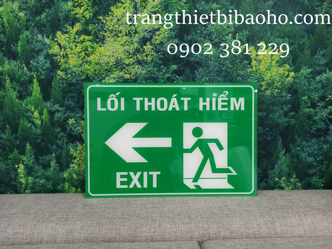 Biển báo mica lối thoát hiểm exit - KT 20 x30cm
