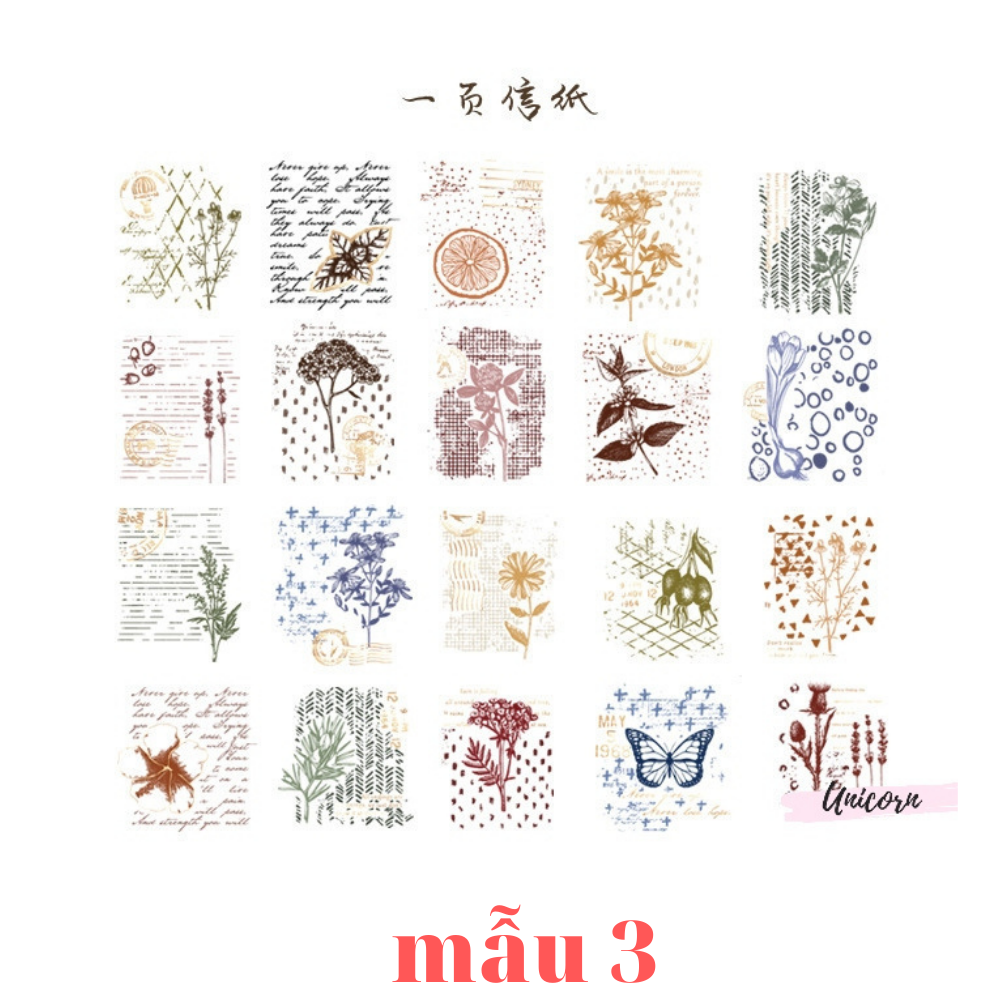 set 40 sticker phong cách vintage - hình con tem bronzing sticker