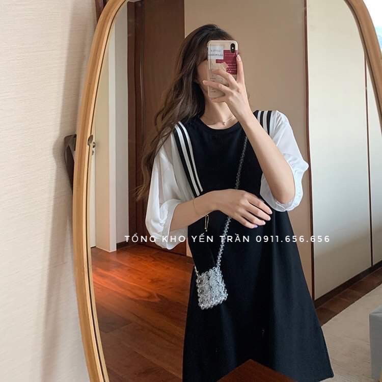 [Yến Trần] Đầm Suông Thủy Thủ Chất Đũi chuẩn bán Shop