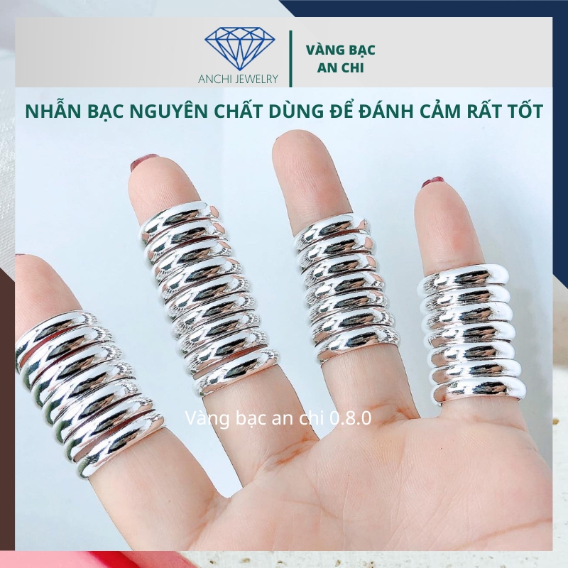 Nhẫn bạc nguyên chất dùng để đánh cảm, đánh gió,Vàng bạc an chi