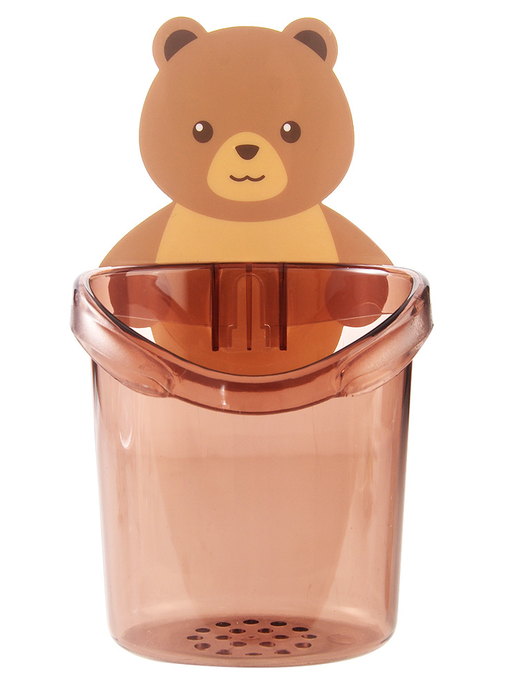Cốc đựng bàn chải kem đánh răng dán tường kiểu con gấu dễ thương cốc dánh tường đựng đồ dùng thông minh