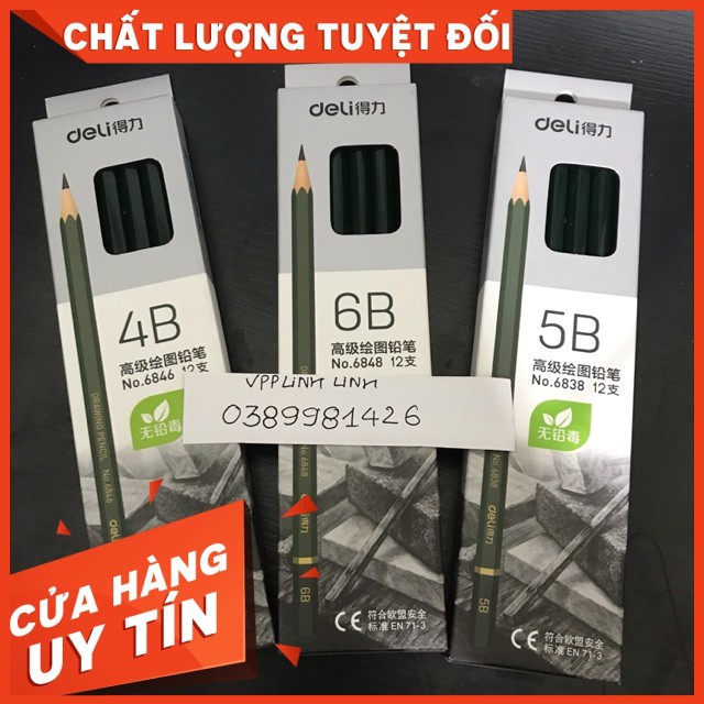 Bút chì gỗ deli 4b/5b/6b