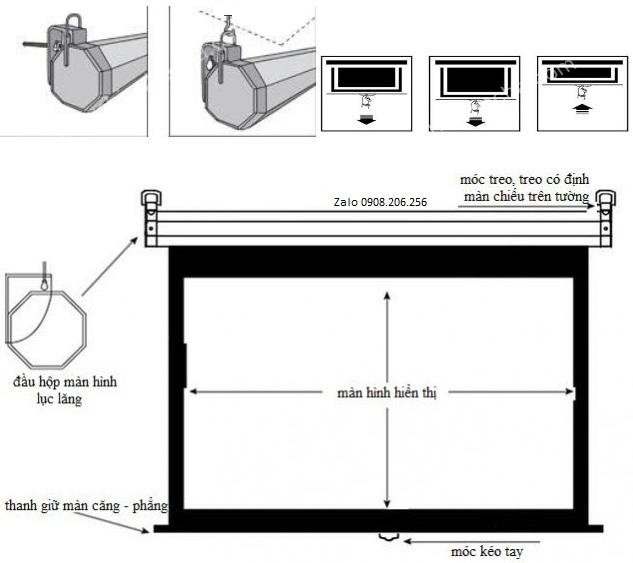 Màn chiếu treo tường 1m25 (72 inch)