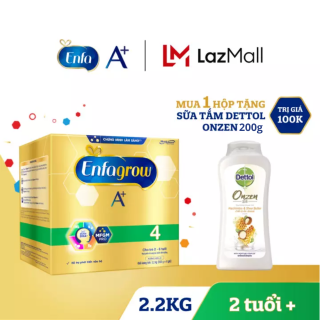 Bộ 1 hộp Sữa bột Enfagrow A+ 4 với DHA và MFGM cho trẻ từ 2-6 tuổi 2.2kg - Tặng 1 sữa tắm Dettol Onzen kháng khuẩn và dưỡng thể 200g thumbnail