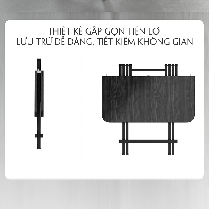 Bộ Bàn Ăn + 4/6 Ghế Gấp Gọn, Thông Minh, Mặt Gỗ MDF Chống Ẩm, Khung Thép Cường Lực Sơn Tĩnh Điện. KT 100x60cm