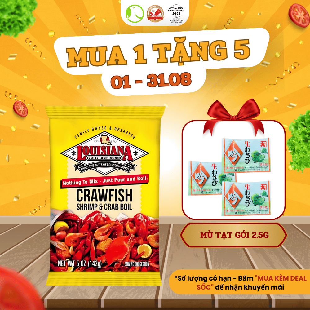 [MUA 1 TẶNG 5] Bột Gia Vị Hải Sản Louisiana Crawfish Shrimp & Crab Boil Mỹ Siêu Ngon Gía Tốt - Gói 142Gr