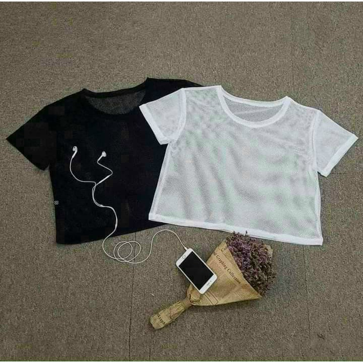 Áo Croptop lưới tập gym_ yoga ( Áo Croptop lưới)