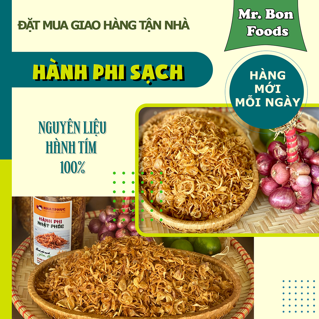 Hành Phi Sạch Ông Bốn - Thơm, Giòn, Nguyên Chất 100%( hũ 300g)
