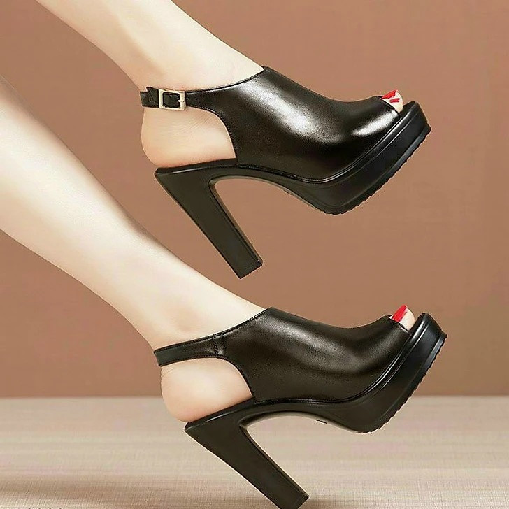 Giày sandan gót vuông 10 phân thời trang cao cấp