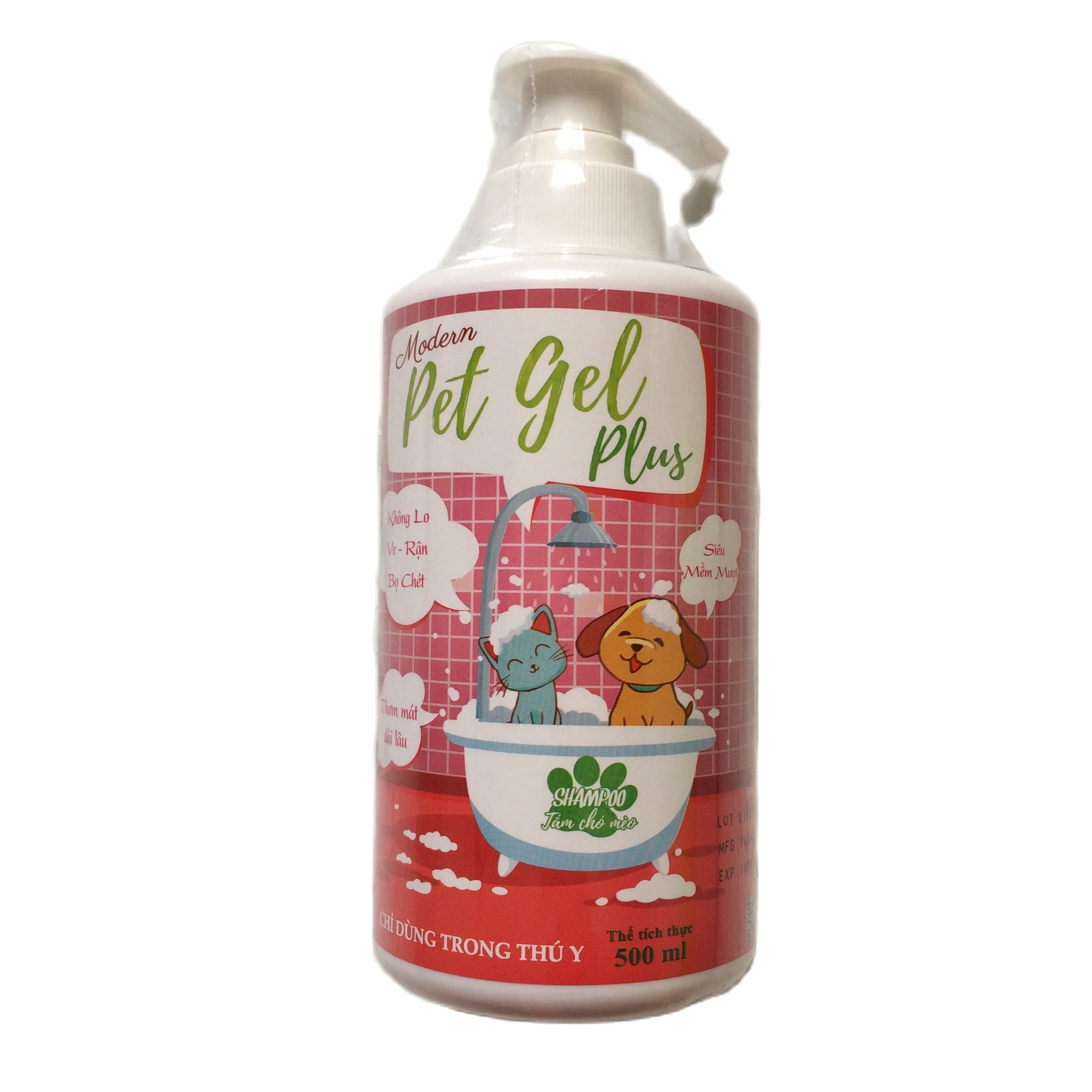 Dầu tắm sữa tắm trị ve, bọ chét, ký sinh trùng, chấy rận chó mèo PET GEL plus 500ml