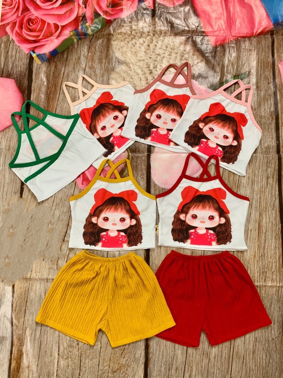 Bộ thun xốp dây chéo bé
