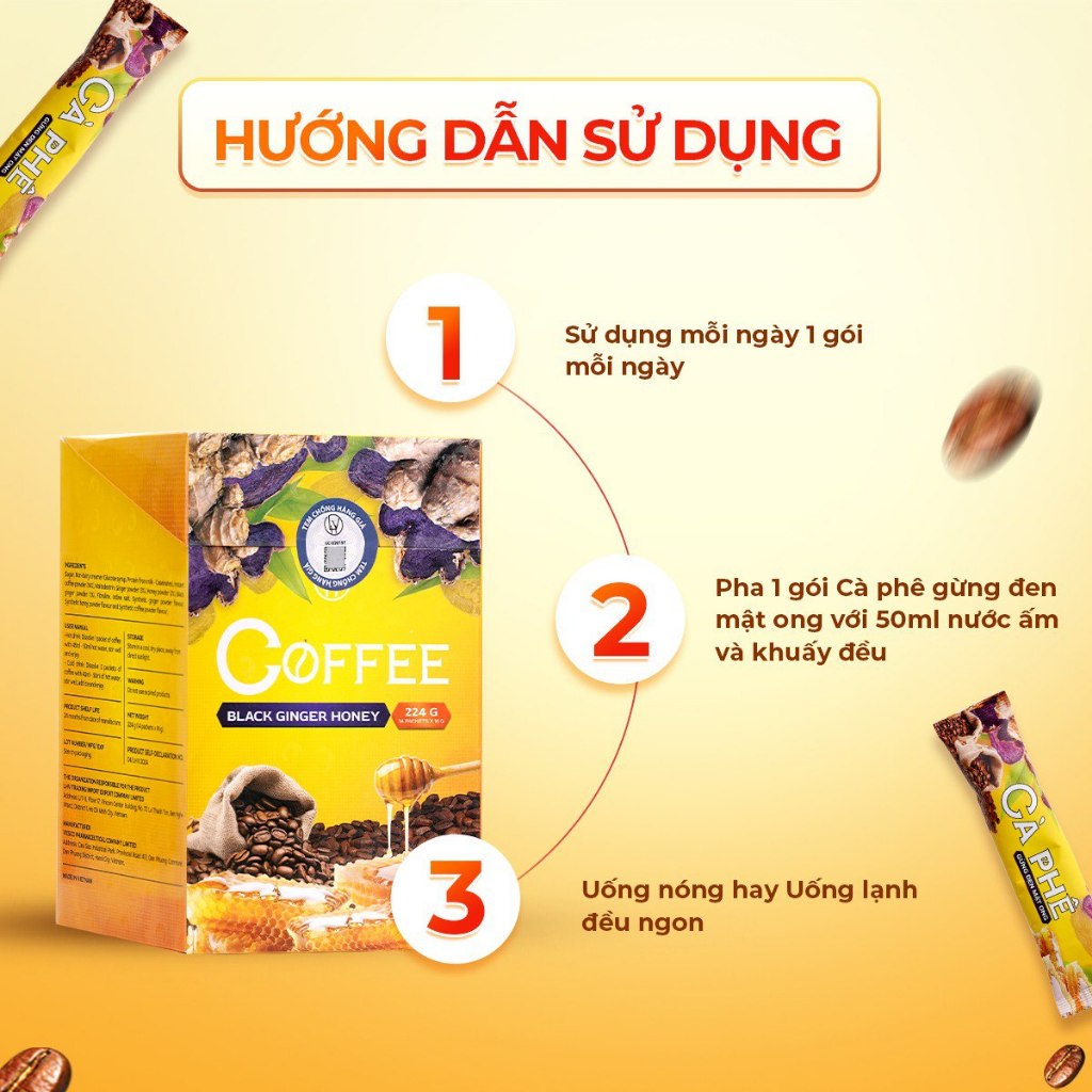 Cà Phê Giảm Cân Gừng Đen Chính Hãng 100%