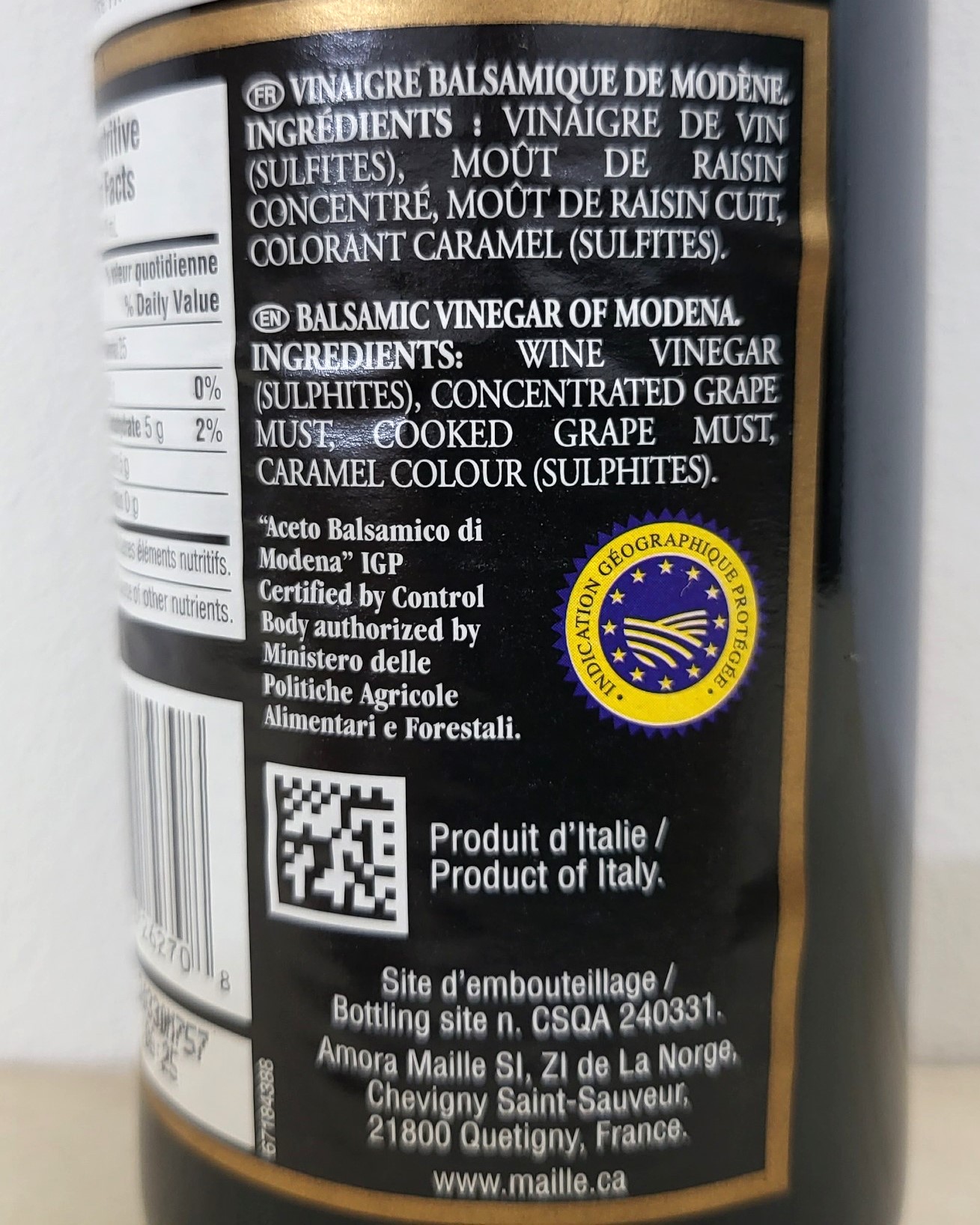 MAILLE (chai BALSAMIC 500ml) GIẤM NHO THƠM Balsamic Vinegar of Modena