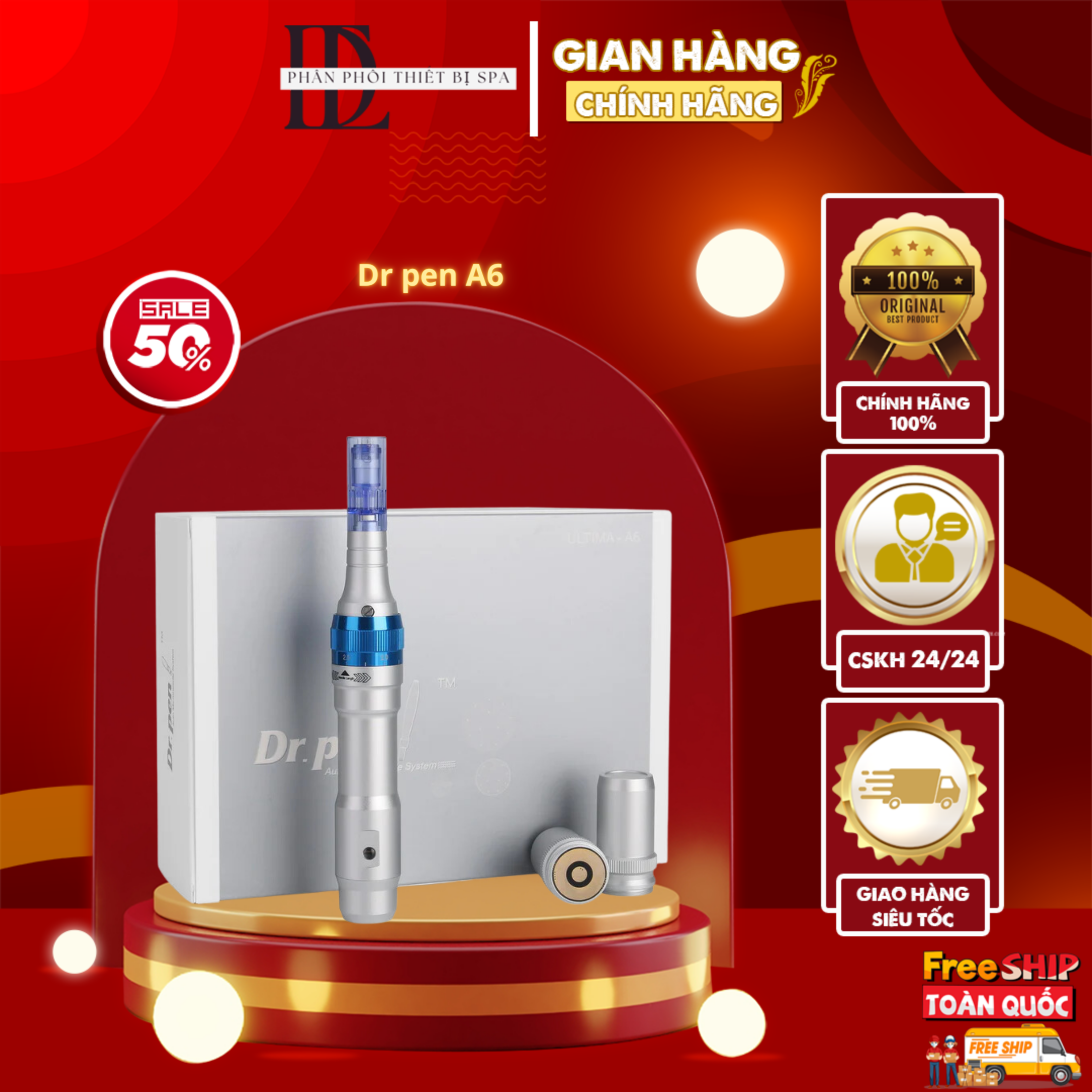 ( hàng chuẩn) Máy Phi Kim Lăn Kim Cấy Phấn Cấy Tảo Dr Pen A6